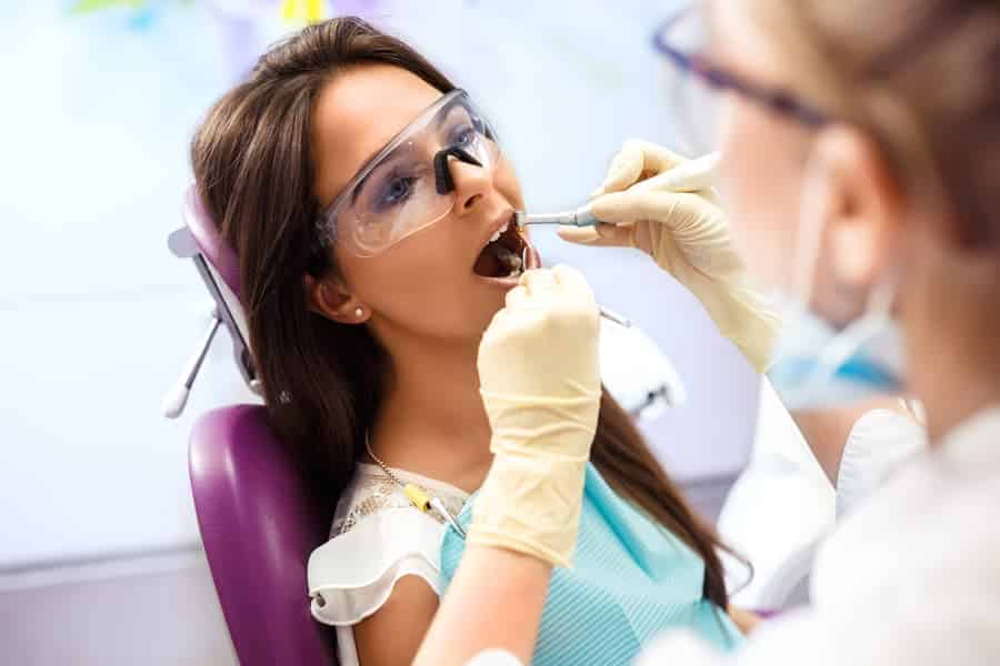 Patient having dental work done
